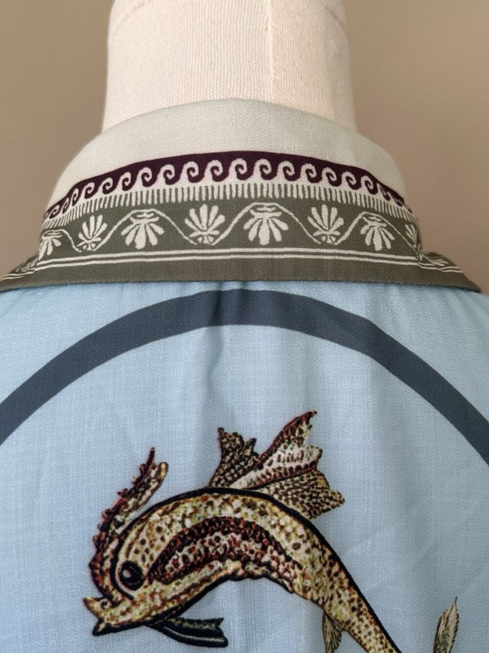 Seaside Shell Print Shirt Dress - Green & Light Blue - Picture 5 of 11